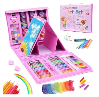 JUGUETES SET DE ARTE 208 PIEZAS COLOR ROSADO