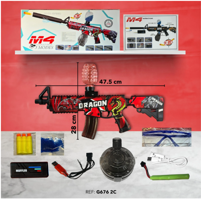 JUGUETES PISTOLA M4 HIDROGEL 67CM