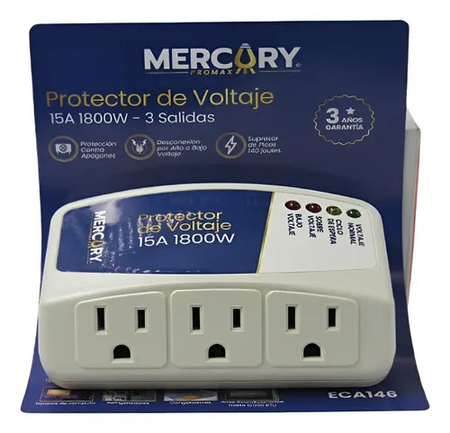 PROTECTOR DE VOLTAJE 15A 1800W- 3 SALIDAS